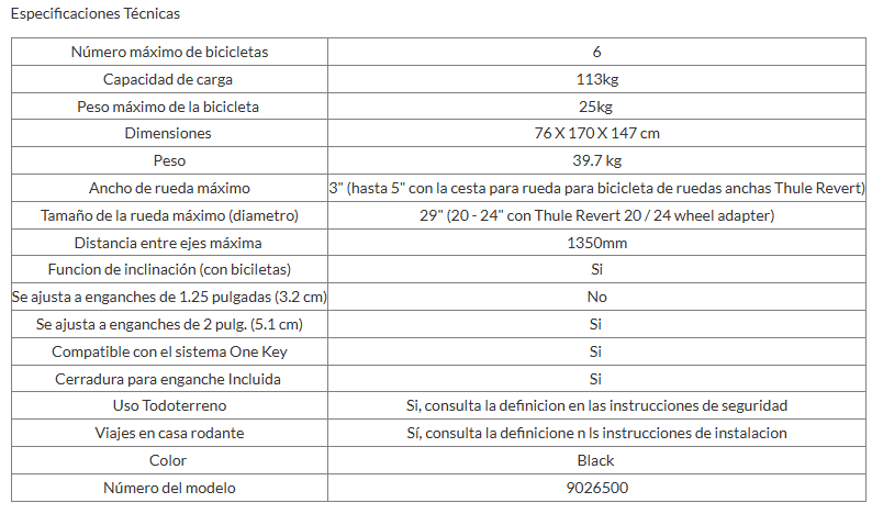 PORTABICICLETAS DE TIRÓN THULE REVERT para 6 BICICLETAS, TIRÓN DE 2"